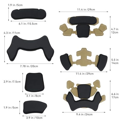 Tactical Helmet Pads - Universal Replacement Internal Memory Foam Pad Inserts for ACH, MICH, EXF Helmets - color: 3rd-Khaki