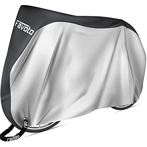 Favoto Bike Cover Waterproof Outdoor - Bicycle Cover Thicken Oxford Windproof Snow Rustproof with Lock Hole Storage Bag for Mountain Road City Beach Cruiser Bike, Silver - color: Mid-Black, size: for 1-2 bikes