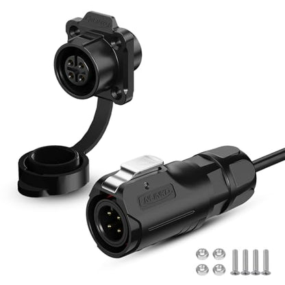 CNLINKO LP12 4-Pin Circular Connector with 1 Meter Cable Assemblies, IP68 Waterproof Industrial Electrical Connector for Outdoor Equipment Automotive Machinery M12 Cylindrical Connectors (4 Pin) - size: 4-Pin, style: Plug with 1M Cable
