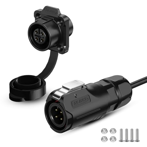 CNLINKO LP12 4-Pin Circular Connector with 1 Meter Cable Assemblies, IP68 Waterproof Industrial Electrical Connector for Outdoor Equipment Automotive Machinery M12 Cylindrical Connectors (4 Pin) - size: 4-Pin, style: Plug with 1M Cable