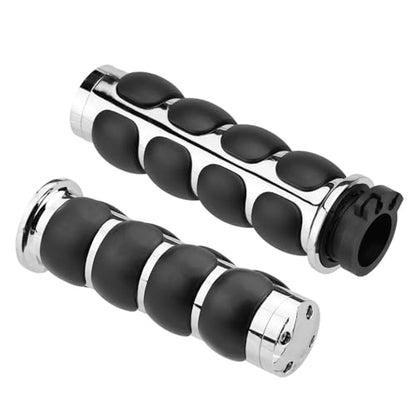 Motorcycle Hand Grips 1 Inch 25MM Handlebar Grip Throttle Non-Slip Universal Compatible with Harley Davidson Dyna Sportster 883 Road King Electra Glide Street Glide - color: Chrome-C