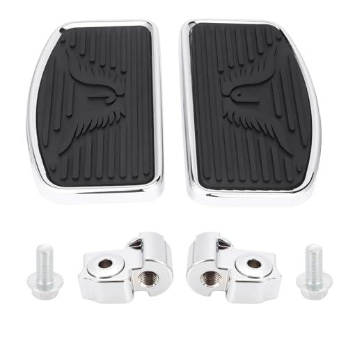 Motorcycle Rider Footboard Front Footpegs for Indian Scouts/Sixty/Bobber 2015-2024, Aluminum Anti-Slip Wide Foot Pegs Footrest Driver Floorboards Motorbike Highway Parts (Chrome-Eagle) - color: Chrome-Eagle