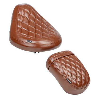 Motorcycle Rider & Passenger Comfort Seat Fit for Rebel 1100 CMX1100 2021 2022 2023 2024 2025 2026, Front Rear Solo Saddle Back Cushion Pillion Pad, Brown Stitching - color: Front & Rear - Brown-A