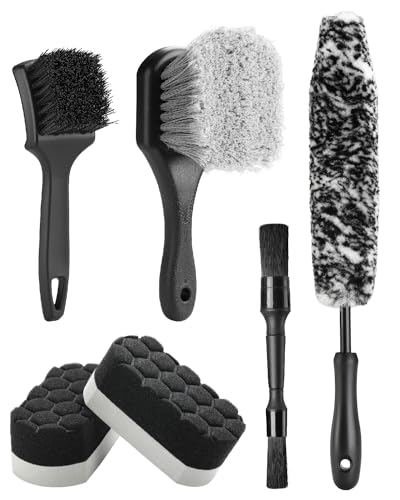 Fantasticlean 6PCS Car Wheel Brush Kit, Tire Brush for Cleaning Tires, Soft Rim Brush, Bendable Wheel Cleaner Brush, Double-Ended Detailing Brush, Applicator Pads, Wheel Brushes for Cleaning Wheels - size: 6PCS-WDK001