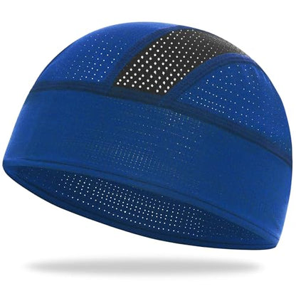Cooling Skull Cap Helmet Liner-Lightweigh Mesh Sweat Wicking Beanie Caps for Hard Hat,Motorcycle,Cycling,Running - color: 1-royal Blue