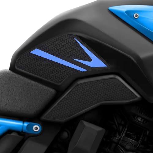 Motorcycle Non-Slip Rubber Gas Tank Pads with Knee Grips - 4-Piece Traction Side Protectors (for Suzuki Vehicle) GSX-8S (2023~) GSX-8R (2024~) (Blue) - color: Blue