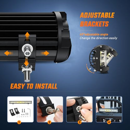 Nilight Side Shooter LED Light Bar Set 20 Inch Triple Row Spot Flood Combo Lights 2PCS 4.3" Pods with 5Pin Rocker Switch Wiring Harness Kit for Truck SUV ATV UTV - color: White - 20Inch Side Shooter Light Bar + 2Pcs 4.3Inch Pods + Wiring Harness