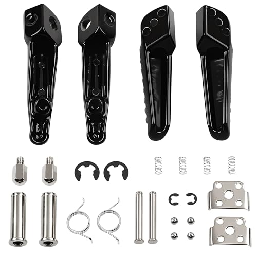 Motorcycle Footpeg Front and Rear Footrest Foot Pegs Fits for Kawasaki ZX6R 2003-2011, Z750 Z1000 2007-2012, ZX14 2006-2013, ZZR1200 2000-2006, ZX-10R 2004-2012, ZX-9R 1998-2003 (black) - color: Black#F+R