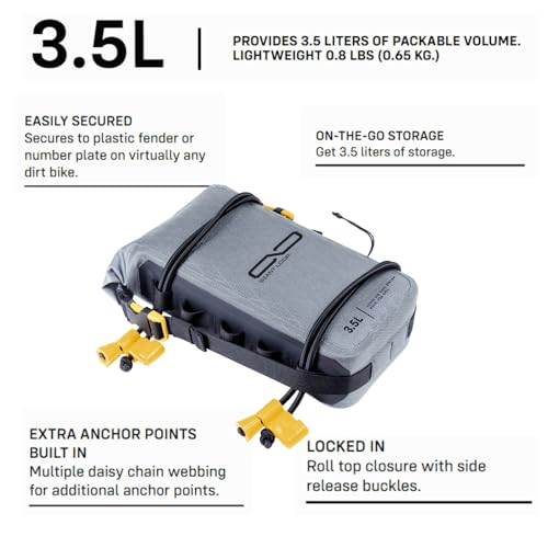 Giant Loop Fender Bag + Number Plate Bag, 3.5 liters of Packable Volume Waterproof Storage Pouch for Essential Items, Ideal for Enduro, Dirt Bike, Snowbike (Gray) - color: Gray