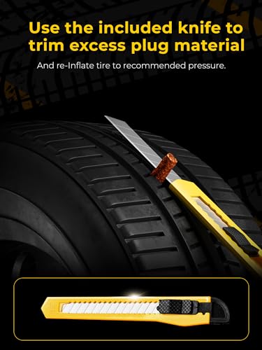 AUTOWN Tire Repair Kit with Plugs Fix Punctures & Plug Flats with Ease - Heavy Duty Flat Tire Puncture Repair Kit for Car, Motorcycle, ATV, UTV, RV, Trailer, Tractor, Jeep, Etc