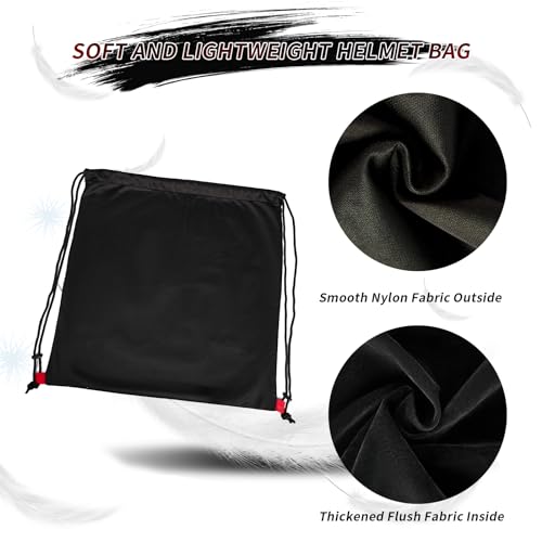 Motorcycle Helmet Bag, Drawstring Helmet Storage Bag Large Capacity For Ski Snowmobile Bicycle Welding Sports Riding Dirt Bike Motocross Cycling ATV UTV Helmet Lightweight (Black)