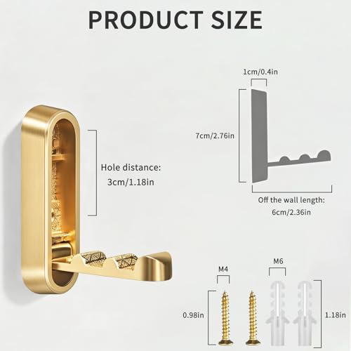 2PCS Foldable Wall Hooks, Flip Down Design with 40 lbs Heavy-Duty Capacity, Retractable Wall Hooks for Bathroom, Bedroom & Entryway Space Saving (Gold) - color: Gold, size: 2 Hooks