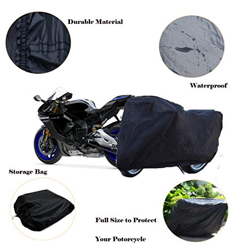 J&C 115x43x55Inhces Motorcycle Cover Waterproof Dust-Proof Outdoor Rain UV Protector Motorbike Covers for Motorcycle - size: XXXL