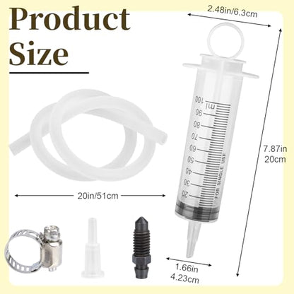 Sixzoo Motorcycle Brake Bleeder Kit, Hydraulic Disc Brake Bleeding Kit with 100ML Syringe 50cm Hose, Reverse Brakes Bleeder, Brakes Fluid Flush Kits for Motorcycle Cars Scooters Repair Maintenance