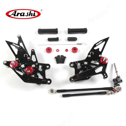 Arashi Version 2.0 Adjustable Rearsets for Honda CBR600RR 2017-2023 ABS include, Black - color: Black, size: CBR600RR 2017-2023 ABS include
