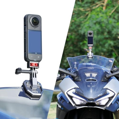 SEASKY M02 Motorcycle Windscreen Clamp Mount Motorbike Accessories for Gopro Hero 13 12 11 10 9 8 for DJI Action 5 4 3 2 OSMO 360 for insta360 X5 X4 X3 Ace Pro 2 Action Camera All Aluminum Metal