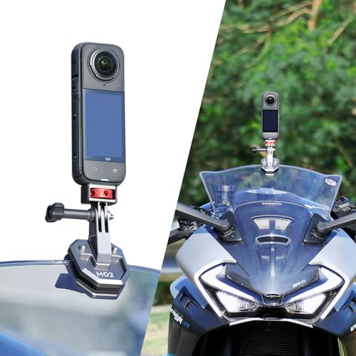 SEASKY M02 Motorcycle Windscreen Clamp Mount Motorbike Accessories for Gopro Hero 13 12 11 10 9 8 for DJI Action 5 4 3 2 OSMO 360 for insta360 X5 X4 X3 Ace Pro 2 Action Camera All Aluminum Metal