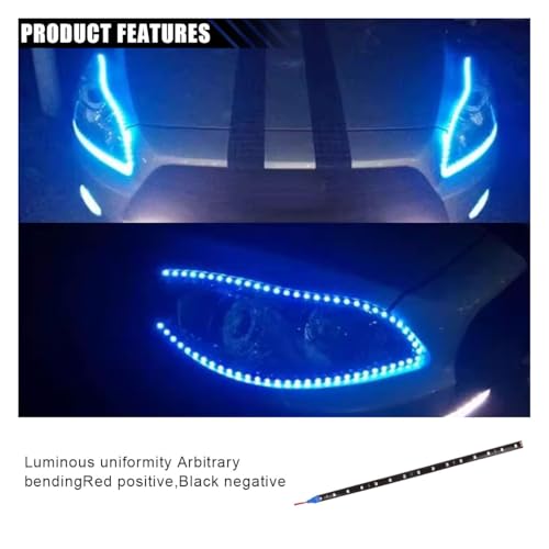 6PCS LED Strip Auto Underbody Light, 12V 1Ft Flexible Waterproof Underglow Strip, High Brightness Car/Truck/Boat Decoration Light (Blue) - color: Blue