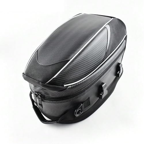 Motorcycle Tail Bag for Honda Nc700 Nc700x NC 700 / S/X Integra, Large Capacity Water-Resistant Wear-Resistant Motorcycle Helmet Bag, Expandable Rear Seat Storage Luggage Backpack - color: B White Black