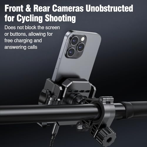 Bike Phone Holder- Motorcycle Phone Mount with 360° Rotation, Handlebar Mount for Bicycle, E-Bike, E-Scooter, Dirt Bike Accessories for iPhone, Fits 4.7-7.2 inch Smartphones