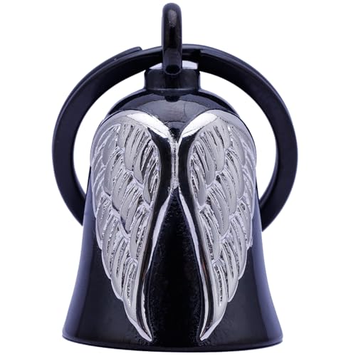Motorcycle Wing Bell - Motorcycle Wing Bell Hanger,Biker Bells Protect The Rider Motorcycle Accessories - color: Black Silver