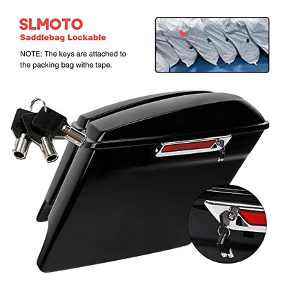 SLMOTO Black Hard Saddlebag Fit For Harley Touring Road King, Road Glide, Street Glide, Electra Glide, Ultra-Classic FLT, FLHT, FLHTCU, FLHRC 94-13 - color: Vivid Black + Black Latches
