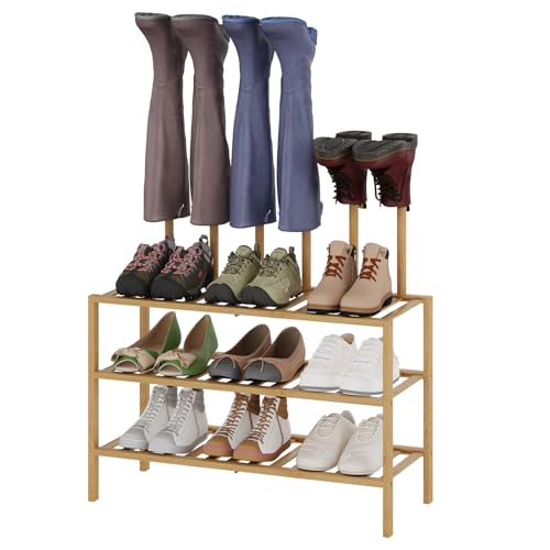 Boot Rack for Tall Boots Organizer,3-Tier Multiuse Shoe Rack and Boot Storage Rack,for Tall Boots,Sneakers,High-Heel (Natrual, 3-Tier) - color: Natrual, size: 3-tier