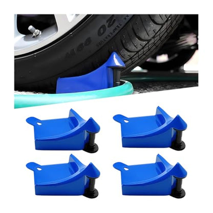 4PCS Car Hose Guide, Vehicle Detailing Cleaning Tools Hose Guides Preventing Wash Stuck Under The Tires, Automotive Wheel Rolling System Tool for Washing, Universal Fit (Blue) - color: Blue