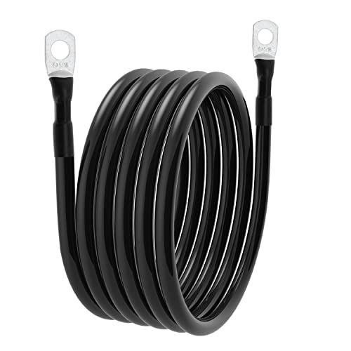 6 AWG Battery Cables 6 Gauge Battery Power Inverter Cable with 5/16 Inch Tinned Copper Lugs Both Ends for Solar Marine Boat RV Car Motorcycle 2 pcs (5FT) - size: 5FT