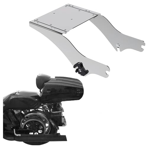 ECOTRIC Detachable Luggage Trunk Mount Rack Compatible with Harley Davidson Touring 1997-2008 Razor Chopped King Luggage Trunk Fit for Road Glide Street Glide Road King Electra (Chrome) - color: Chrome