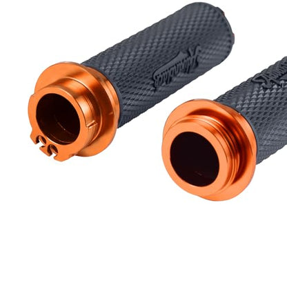 Advanblack AXION Performance Grips, Cable Throttle Hand Grips Compatible with Harley Touring Road Glide Street Glide, Softail - color: Orange