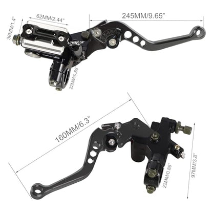 Universal Motorcycle Brake Lever 7/8" 22mm Handlebar CNC Hydraulic Master Cylinder Reservoir Clutch Pump Left & Right Set - color: Black
