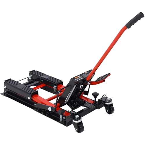 1500 LBS Hydraulic Motorcycle Lift Jack ATV Scissor Jack with 4.5"-15" Lifting Range Motorcycle Lift with Non-Slip Platform and Safety Lock Portable Dirt Bike Stand Lift for Garage Maintenance