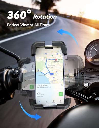 TECKNET Anti-Shake Motorcycle Phone Mount, Dual Vibration Dampener Bike Phone Holder for iPhone 17/16/15/14/13 Series & 4.7–6.8" Phones, Handlebar Cell Phone Holder for Motorcycle/Bicycle/Scooter