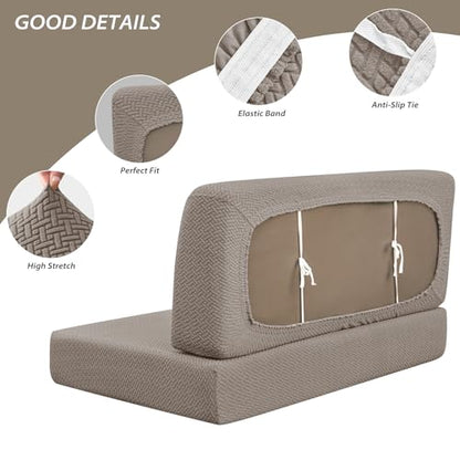 Gollense RV Dinette Cushion Covers, Stretch Camper Dinette Cushion Covers, Sectional Replacement RV Seat Covers for Travel Trailer Couch - Includes 2 Backrest Cover & 2 Bench Cover (T-Khaki) - color: T-khaki