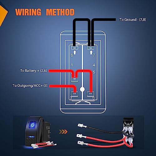 Nilight 3 Pack Rocker Switches with Night Glow DIY Stickers On Off Toggle 5 PIN SPST LED Light Blue Backlit 12V/24V for Cars Trucks RVs Boats Auto Motorcycles - color: Blue 3 PCS