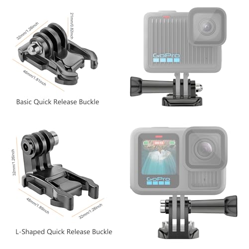Helmet Mount for GoPro Go Pro, Curved Flat Adhesive Sticky Mounts, J-Hook L-Shaped, Basic Quick Release Buckle, Thumb Screw, Tripod 1/4" Screw Mount Adapter, Action Camera Accessories Kit 24PCS