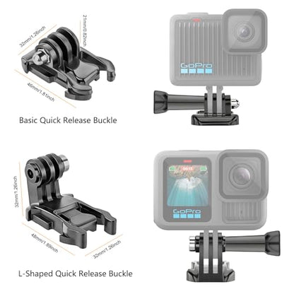 Helmet Mount for GoPro Go Pro, Curved Flat Adhesive Sticky Mounts, J-Hook L-Shaped, Basic Quick Release Buckle, Thumb Screw, Tripod 1/4" Screw Mount Adapter, Action Camera Accessories Kit 24PCS