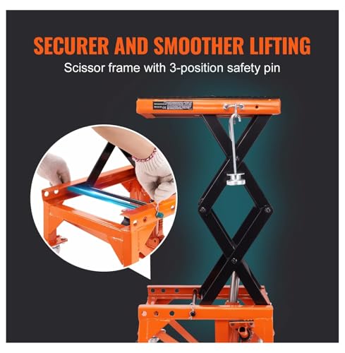 Motorcycle Lift Table Hydraulic, 350 LBS Scissor Jack, ATV Dirt Bike Lift Stand - Wide Deck, 4 Wheels, Foot Pedal Operated