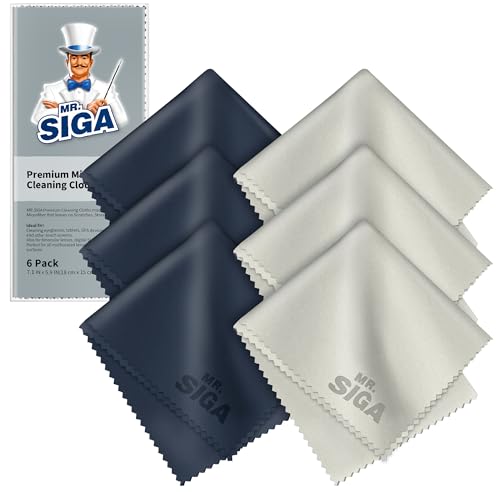 MR.SIGA Premium Microfiber Cleaning Cloths for Lens, Eyeglasses, Screens, Tablets, Glasses, 6 Pack, 6 x 7 inches (15 x 18 cm) - size: 6 Pack-6 X 7 inch