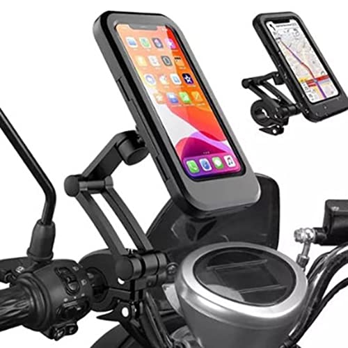 Tyenaza Motorcycle Navigation Bracket, Motorcycle Phone Holder Waterproofs Sensitive TPU Touch Screen 360° Rotation Bike Navigation Mount