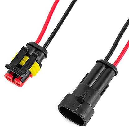 2 Pin Way 16 AWG Car Waterproof Electrical Connector Plug with Wire AWG Marine Pack of 5 - size: 2 Pin