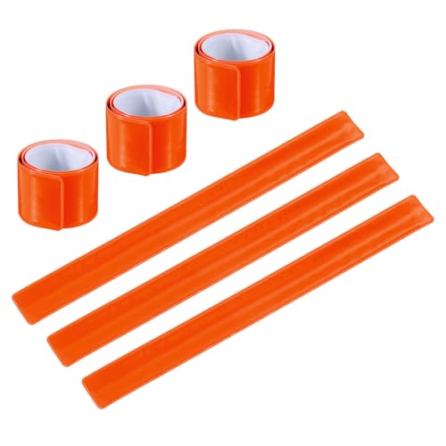 PATIKIL Reflective Slap Bands, Reflector Band Snap Bracelet Armbands High Visibility Safety Reflectors Wrist Strap Strips for Night Jogging Cycling Running - color: Orange