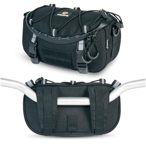 Odinsberg Multifunctional Bicycle & Motorcycle Handlebar Bag, 3L Water Resistant, Compatible with Most Handlebar Types, Black