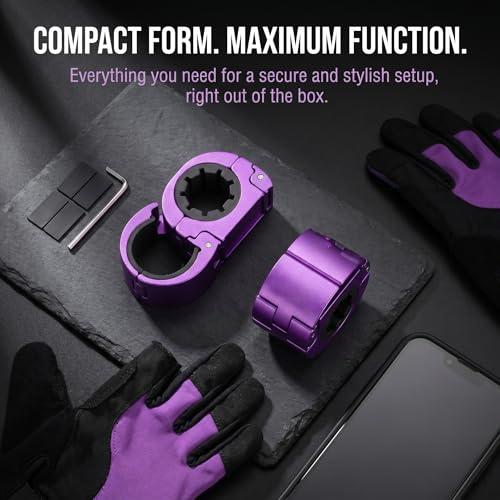 2 Pack Universal Aluminum Bike Phone Mount Anti-Shake Motorcycle Cell Holder for Phones CNC Metal Handlebar Bracket for Road & Mountain Bikes-Purple - color: Purple