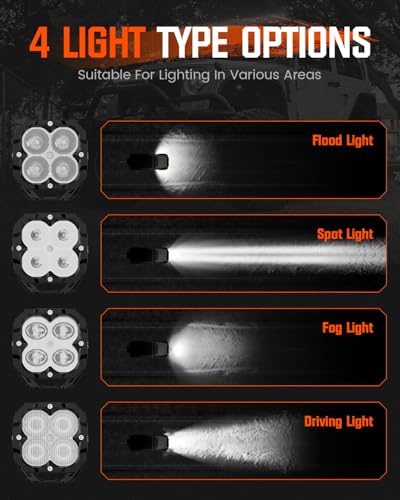 LED Pods Lights Driving Light - 3 Inch SAE Off Road Lights Pods Waterproof Off Road Lights, LED Driving Light Cube with Covers, LED Work Light for Truck Wrangler Jeep Pickup Ram SUV ATV - color: 3 Inch White/Amber Driving Beam