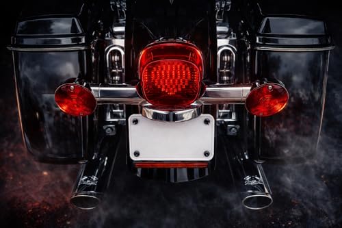 Eagle Lights Red Strobing LED Tail Light Upgrade for Harley Davidson - No Window - color: Red with No License Plate Window