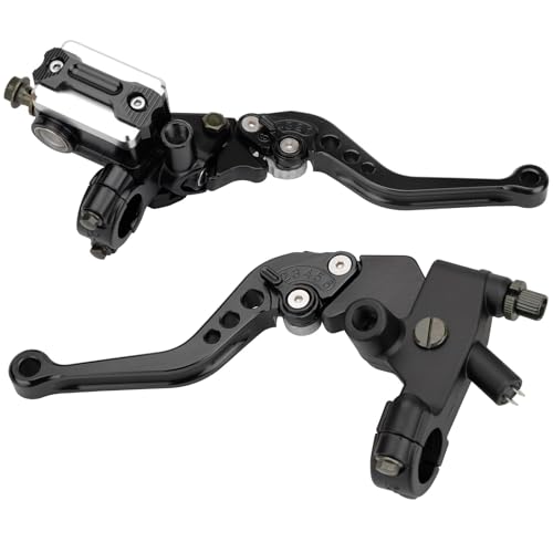 Universal Motorcycle Brake Lever 7/8" 22mm Handlebar CNC Hydraulic Master Cylinder Reservoir Clutch Pump Left & Right Set - color: Black