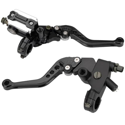 Universal Motorcycle Brake Lever 7/8" 22mm Handlebar CNC Hydraulic Master Cylinder Reservoir Clutch Pump Left & Right Set - color: Black