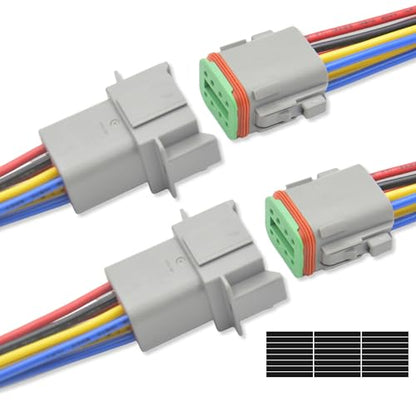 DT Deutsch 8 Pin Connector Kit Waterproof Electrical Connector 16 AWG Male and Female Automotive Wire Connectors for Car Truck Boat (8 Pin 2 Sets) - size: 8 Pin 2 Sets